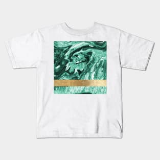 Emerald golden geometric marble Kids T-Shirt